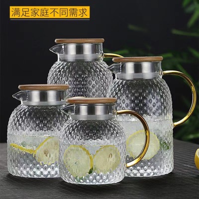 Hammered Cold Water Bottle Borosilicate Glass Large Capacity Cooler Juice Scented Teapot Cold Boiled Water Jug