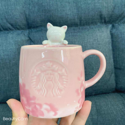 Xingjia Style Cup 2020 Purple Pink Reward Sakura Cat Mug Gift Cute Gift for Girlfriend Ceramic Cup