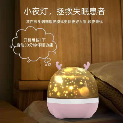 Adorable Rabbit Cute Deer Led Star Light Projector Birthday Gift LED Christmas Printable Logo Rechargeable Small Night Lamp