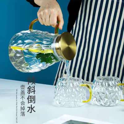 Ins Household Glass Transparent Cold Water Bottle Large Capacity Cooler Juice Jug Cold Drink Cup CPU Of Draught Beer