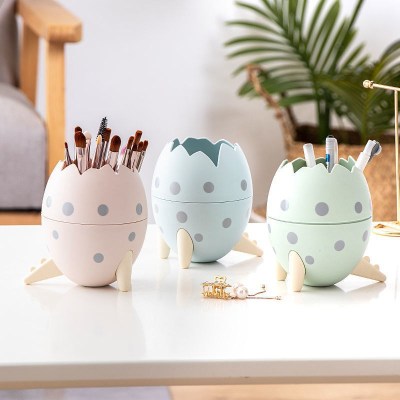 Desktop Dinosaur Egg Storage Bucket Pen Holder Fashion Cartoon Tripod Storage Box Dressing Table Makeup Brush Eyebrow Pencil Storage