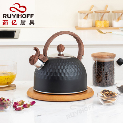 Black Hammer Pattern Whistle Kettle Dried Shrimp CrossBorder Kitchenware Sound Kettle Tea Boiling Water 5L Flat Bottom