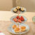 Export Gold-Plated European-Style Ceramic Three-Layer Fruit Plate Afternoon Tea Dim Sum Rack Living Room Fruit Plate Dessert Cake Plate