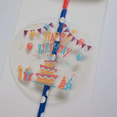 Cute Party Style Balloon Candle Gift Cake Colorful Happy Birthday Cake Plug-in with Candles