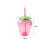 Cute Transparent Strawberry Cup Cup with Straw Children's Disposable Plastic Cup Milk Tea Fruit Cup Portable Water Cup