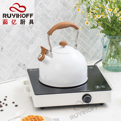 White Folding Handle Sound Kettle Amazon New Cross-Border Whistle Pot European Style Whistle Water Pot 2.5L