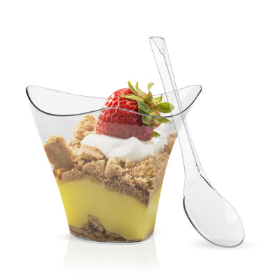 Amazon EBay Disposable Mousse Mousse Desser Cup PS Jelly Plastic Cup Ice Cream Mini Dessert Cup with Spoon