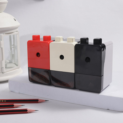 Factory Direct Supply Primary School Students Pencil Sharpener Red White Black Hand-Cranking Pencil Sharpener Labor-Saving Pencil Sharpener Stationery Wholesale