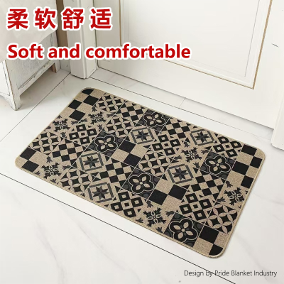 Rubber Carpet Door Mat Cartoon Linen Non-Slip Mat Kitchen Floor Mat Oil-Proof Household Stain-Resistant Door Mat