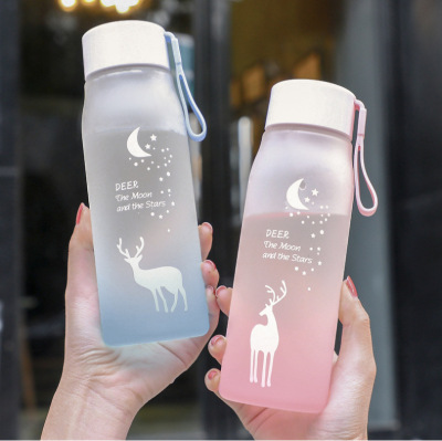 Gradient Frosted Sports Bottle Large Capacity Water Bottle Plastic Cup DropResistant High Temperature Resistant Tumbler