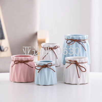 Modern Ceramic Small Vase Aquatic  Creative Simple Ins Decorations Desktop Dried Flower Illustration Ornaments