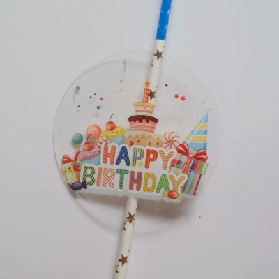 Cartoon Style Cute Cup Cake Gift Birthday Hat Colorful Birthday Cake Plug-in with Candles