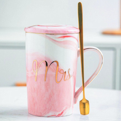 European Style Creative Golden Trim Marbling Ceramic Mug Creative Coffee Cup Wedding Gifts Gift Couple Water Cup