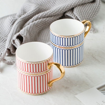 Nordic Style Ins Light Luxury Gold Painting Ceramic Cup Wedding Gift Cup Student Couple Mug Gift Cup