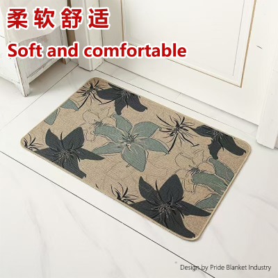 Rubber Carpet Door Mat Cartoon Linen Non-Slip Mat Kitchen Floor Mat Oil-Proof Household Stain-Resistant Door Mat