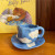 Original Ins Style Hand-Pinching Blue Sky and White Clouds Ceramic Mug Milk Cup Hand-Painted Cup and Saucer Set