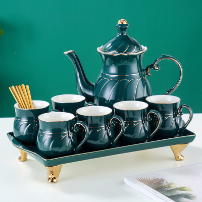 TeaMaking Sets Household Light Luxury Cup Set Teapot Tea Cup Living Room Ceramics Water Cup High Temperature Resistance
