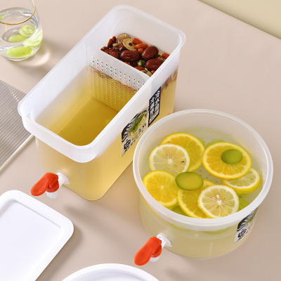 Home Cold Water Kettle Refrigerator With Faucet Fruit Teapot Lemon Water Bottle Kettle Cold Bubble Bottle Ice Bucket