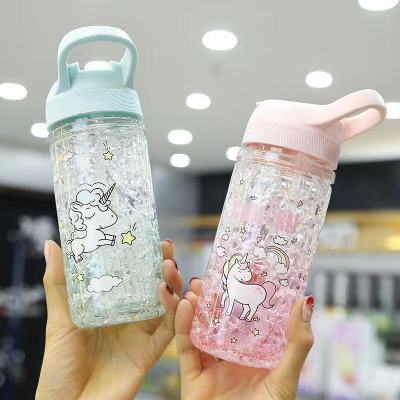 New Cartoon Fashion Unicorn Summer Ice Cup Double-Layer Portable Portable Female Student Drinking Cup Sports Cup