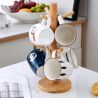 Ceramic Cup Household Living Room Creative Mug Milk Breakfast Cup Office Drinking Glass Tea Cup 6 Sets