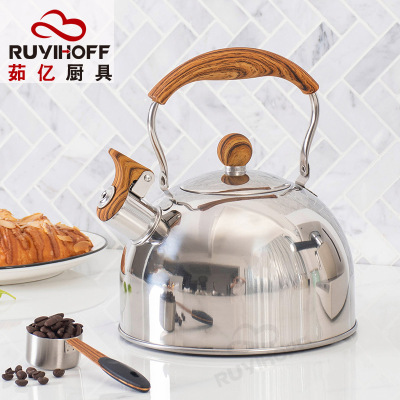 Stainless Steel Sound Kettle Wholesale New Amazon Cross-Border Whistling Kettle Folding Handle Tea Brewing Milk