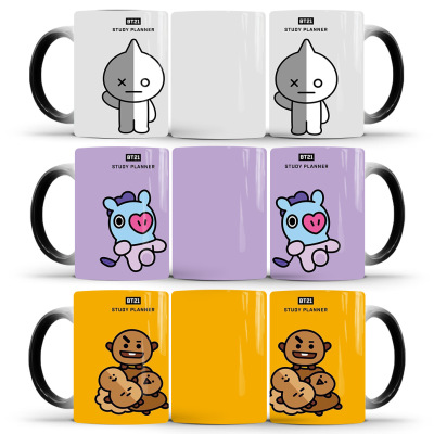 Cute Cartoon Color Changing Mug Ceramic Thermal Reaction TemperatureSensitive Coffee Tea Water Cup Foreign Trade Whole