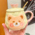 Korean Ins Cute Cartoon Breakfast Creative Water Cup Girl Student Ceramic Cup Cup With Lid Straw Mug