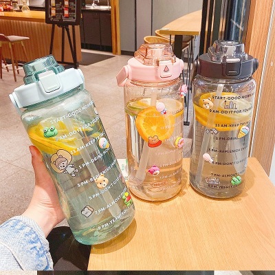 Capacity Sports Water Cup Fitness Expert with Straw Large Water Bottle Portable High Temperature Resistant Plastic Cup
