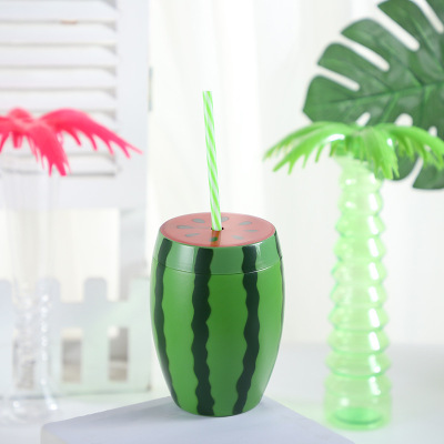 Cross-Border Disposable Plastic Sippy Cup Customizable Watermelon Cup Portable Beach Camping Juice Party Cup