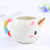Ceramic Cup Rainbow Mug Coffee Cup with Lid Cute Emotion Cup Tea Cup Advertising Gift Unicorn Cup