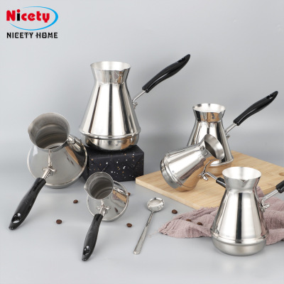 Punch Latte Art Stainless Steel Coffee Maker EuropeanStyle Long Handle Moka Pot Homemade Milk Tea and Coffee Appliances