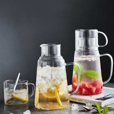 Large Capacity Cold Water Pot Glass Heat Resistant Cold Water Jug Juice Cold Cup Teapot Household Bottle Cool Water Pot