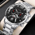 Fulaida Quality Men's Fashion Stainless Steel Band Business Watch Luminous Pointer Band Calendar Quartz Watch