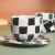 New Hand-Painted Plaid Ceramic Cup Coffee Cup Set Creative Mug Flower Water Cup