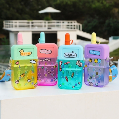 Creative Cartoon Cute Mobile Phone Cup Straw Cup Macaron Send Stickers Girl's Middle School Students