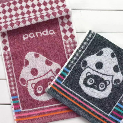 Factory Wholesale New AB Yarn Dark Stain Resistant Kindergarten Small Towels Cute Panda Kids' Towel Custom Logo