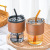 Glass Double Drink Cup Water Cup with Straw Office Coffee Cup Ins Amber Good-looking with Lid Gift Cup
