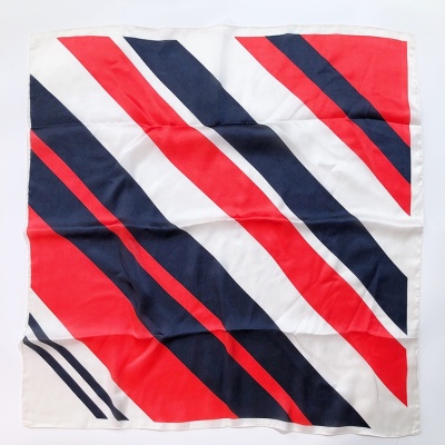 FENNYSUN 70*70cm Small Square Polyester Silk Feeling Stripe 
