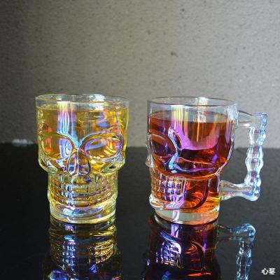 400 Ml Glass Skull Cup Skull Head Beer Mug with Handle Personality Luminous Colorful Bar Beer Mug