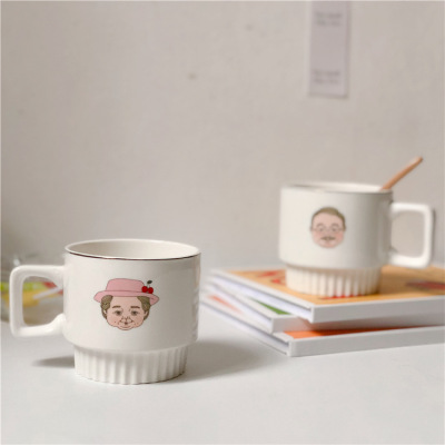 Korean Ins Style Couple Ceramic Grandpa Grandma Mug Creative Grandpa Grandma Milk Coffee Cup