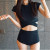 Korean New Half Sleeve Slimming Casual Women's Swimsuit Black Slim Fit Big Chest Small Chest Steel Bracket Conservative Swimwear