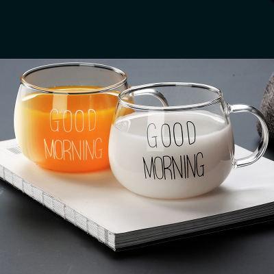 Transparent Glass Cup Tea Cup Glass Breakfast Cup Milk Cup Juice Cup Coffee Glass Logo Water Cup