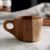 Simple Whole Wood Cup Acacia Mangium Mug Wooden Tumbler Handle Cup Lettering Factory Wholesale