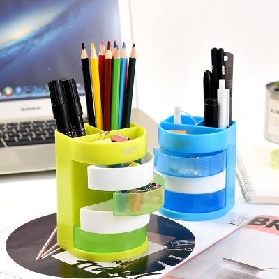 Rotating Four-Layer Multi-Grid Pen Holder Wholesale Multi-Function Desktop Storage Box Large Capacity Pen Container Office School Supplies