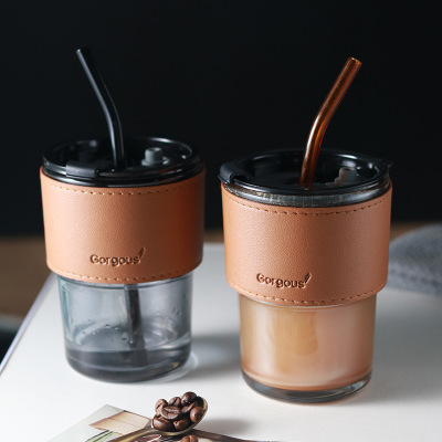 Bamboo Joint Cup Goodlooking Glass Cup Straw Style Bamboo Joint Cup Student Household Coffee Cup Portable Large Capacity