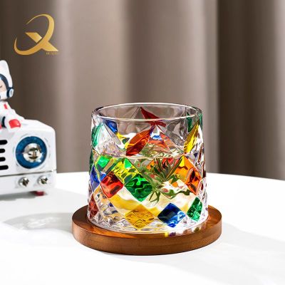 Creative Rotational Whiskey Glass Thickened Personality Tumbler Glass Wine Glass Foreign Wine Beer Decompression Cup