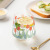 Korean Ins Same Style Girl Heart Hand Painted Tulip Coffee Cup Glass, Milk Juice Glass Water Cup