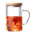 Resistant Tea Water Separation Tea Cup Bamboo Cover Glass Tea Cup with Handle Three Cups Office Filter Household Cups