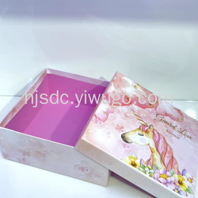 New Unicorn Gift Box Pink Square Gift Box Holiday Custom Wholesale