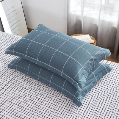 Wholesale Full Cotton Pillowcase a Pair Pure Cotton Pillowcase Student Household Dormitory Pillow Case Cartoon Plaid Pillowcase